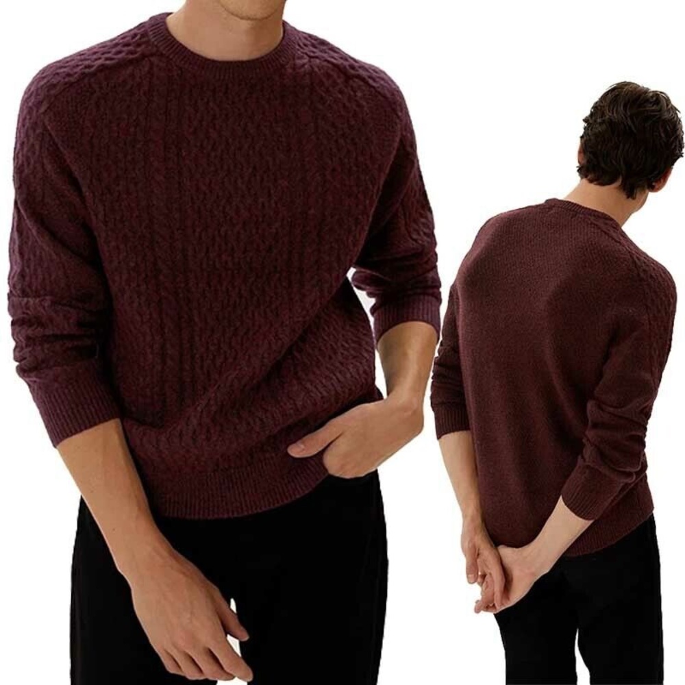 Cashmere 100% 2-ply Mens Jumpers Crew Neck Ribbed Soft Regular Fit Sweatshirt